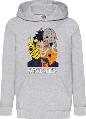 Produktbild von Kinder Kapuzenpullover Naruto Obito Uchiha 02, 7-8 Jahr - 128 / Grau
