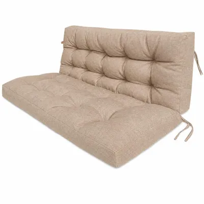 Immagine prodotto di Cuscino per dondolo da giardino Blomster beige 148 cm con 2 poggiatesta, cuscino impermeabile con cinghie di fissaggio, beige