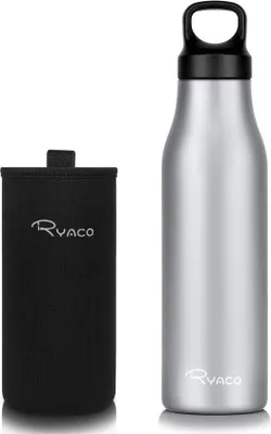 Produktbild von Famanu Trinkflasche Edelstahl 600 ml - vakuumisoliert, BPA-frei, mit Karabinerhaken