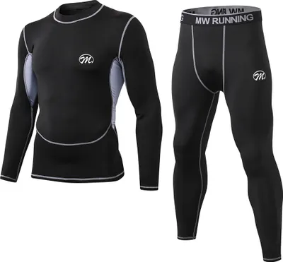 Produktbild von Herren Thermo Sportunterwäsche Set Herren Thermounterwäsche Skiunterwäsche Thermo Leggings Funktionswäsche für den Winter Sport Ultraleicht Schwarz XL