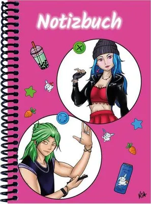 Produktbild von A 4 Notizbuch Manga Quinn und Enora, pink, kariert