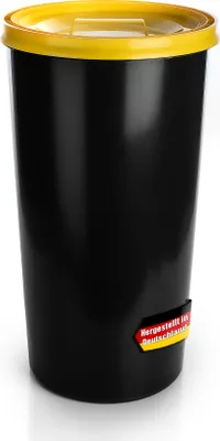 Produktbild von BigDean wetterfeste Universaltonne 60L mit luftdicht verschließbarem Deckel in Gelb – auch als Mülleimer -Futtertonne oder Mülltonne -  Germany