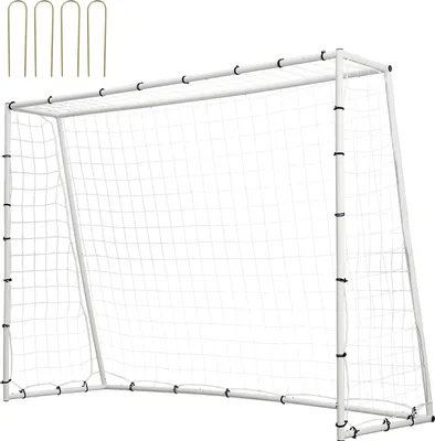 Produktbild von VEVOR Fußball Rebound Netze Tragbares Prellwand Fußball 242 x 92 x 184 cm, Rebounder Fußball Rückprallnetz Eisenrohr & PE-Netz Kinder & Jugendliche Verstellbar Fußballtor Rebounder Kicker Weiß