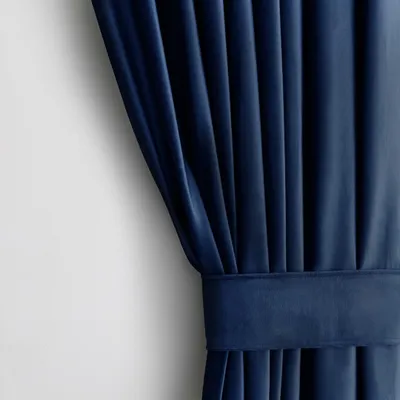Produktbild von Gardine Kräuselband 140x270 cm Vorhang Indigo Verdunkelnd Einfarbig Muster Samt Textil Multifunktionsband mit Raffhalter Wohnzimmer Schlafzimmer