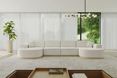 Produktbild von ALTDECOR Ecksofa in U-Form MARI-U2-v2 - 388x171x83 cm Cremeweiß - Corner Sofa Bett Eckcouch Couch L-Form Wohnlandschaft Cauchsofa
