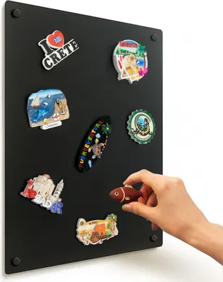Produktbild von Magnettafel Schwarz 40x30 cm, Metall Magnetische Tafel, Magnetpinnwand, Magnetboard, Magnetwand, Wandmontage, für Wohnzimmer, Küche, Flur, Kinderzimmer, Büro