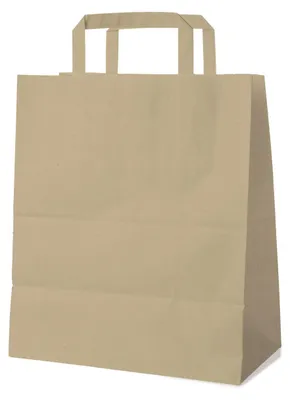 Produktbild von 50x Papiertragetaschen 32 x 26 x 14 cm mit EAN-Code braun