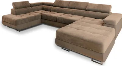 Produktbild von Masseno Ecksofa CASONE L-S mit Schlaffunktion U-Form, Sofa mit Bettkasten, Wohnzimmersofa, Couch, Soffa, Bettsofa, Couchgarnitur- Beige, MONOLITH 09