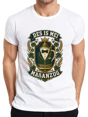 Imagen del producto de Camiseta para hombre, diseño "Des is mei Maßanzug Bayern Bier Maßkrug Lederhose", color blanco, talla XL