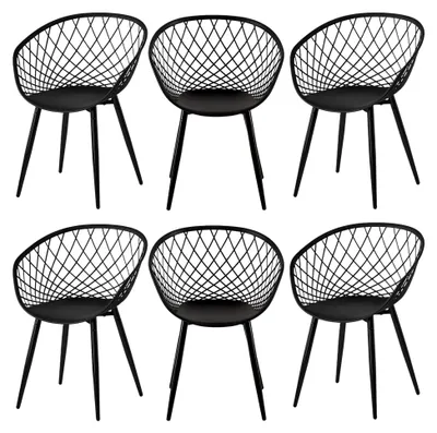 Produktbild von Gartenstühle 6er Set, Gartensessel für Terrasse und Balkon mit Armlehnen, Kunststoffstühle mit Rückenlehne und Metallbeinen