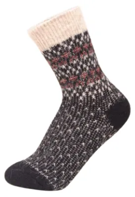 Produktbild von Damen Alpaka Wintersocken - Kuschelige Thermo Stricksocken, Farbe:Schwarz