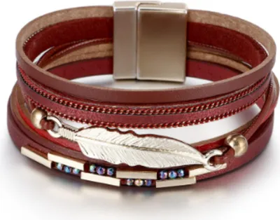 Produktbild von Lederarmband mit Riemen und Federwicklung, Rot
