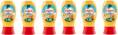 Produktbild von 6x Calvé Salsa Cheddar Tafelsauce Soße Cheddar-Sauce Squeeze Würzsaucen 100% recycelbare Flasche 245ml