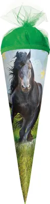 Produktbild von ROTH Geschenk-Schultüte klein Power Horse 22 cm rund Tüllverschluss Zuckertüte Schulanfang