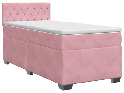 Immagine prodotto di Letto a molle con materasso con testata rosa 80 x 200 cm in velluto