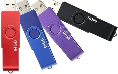 Immagine prodotto di Confezione da 4 chiavette USB da 64 GB, 2.0, colori assortiti: nero, viola, blu, rosso
