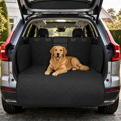 Produktbild von Kofferraumschutz Hund mit Stoßstangenschutz, 100% wasserdichte Kofferraum Schutzmatte, Kratzfeste Hundedecke Auto Kofferraum Antirutschmatte für SUV, Kombi & Universal Auto