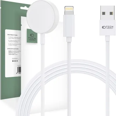 Obrázek produktu pro Tech-Protect Ultraboost 2V1 Magnetický Nabíjecí Kabel A Lightning 150Cm Apple Hodinky Bílé