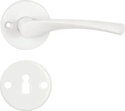 Produktbild von DOMINO Türgriff Drückergarnitur BB-Buntbart Set | Rund BB Rosette | Türklinke für Zimmertür, Bürotür, Kellertür & Innentür | Türbeschläge aus Aluminium | Weiss Türdrückergarnitur | EVA-R WHITE