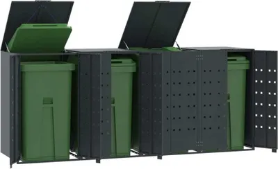 Image de Abri pour poubelles 4 tonnes anthracite 276x79x117 cm acier