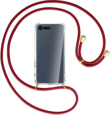 Produktbild von Handykette Backcover-Schutzhülle mit Band (Metall goldfarben) für Sony Xperia X Compact - dunkelrot