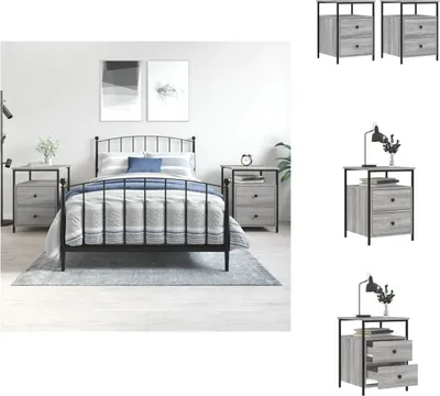 Obrázok produktu pre vidaXL Nočné stolíky 2 ks. Sivá Sonoma 44x45x60 cm Materiál na báze dreva - Nočné stolíky