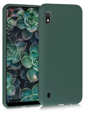 Produktbild von kwmobile Hülle für Samsung Galaxy A10 TPU Case - Handyhülle unterstützt kabelloses Laden, flexible Schutzhülle, gummiertes Cover in Moosgrün