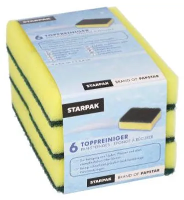 Produktbild von Topfreiniger, Schwamm eckig 2,6 cm x 9 cm x 6,6 cm gelb/grün , kratzend