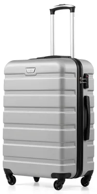 Image de Valise rigide avec serrure TSA et 4 roulettes, couleur argenté