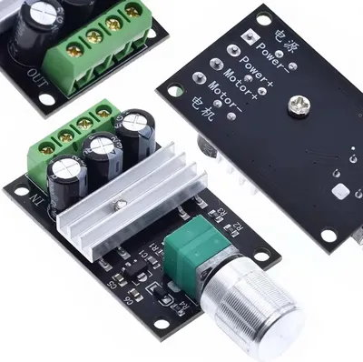 Image de Rosfix Contrôleur de Vitesse PWM CC 6 – 28 V 3 A – Potentiomètre, Affichage LED | Contrôle Précis du Moteur, 50 x 32 x 55 mm | Module Électronique