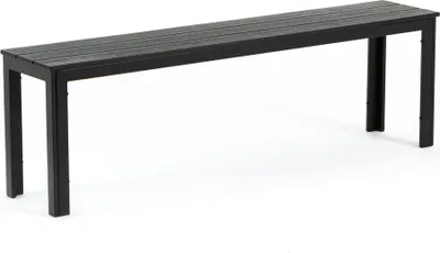 Produktbild von Outdoor-Bank mit Stahlgestell und Sitzfläche aus Polyethylen in Holzoptik – modernes, robustes Design, vielseitig und leicht zu bewegen – ideal für Gärten, Terrassen und Balkone – FIONA XL