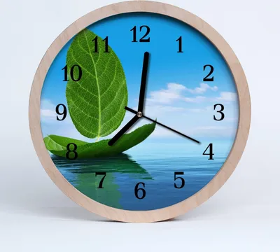 Produktbild von Holzuhr 30fi cm wanduhr - Blätter Natur