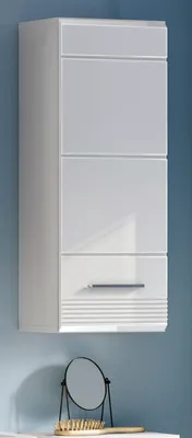 Produktbild von Badezimmer Hängeschrank "Leon" weiß Hochglanz Badschrank hängend 30 x 77 cm