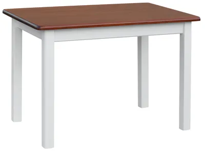 Immagine prodotto di Tavolo bianco in legno di pino massiccio con piano di colore Calvados 130 x 70 cm