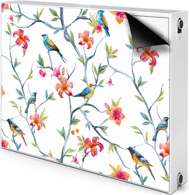 Produktbild von Magnet Radiator Magnet Mat Heizkörperverkleidung Heizkörper-Abdeckung Heizung 80x60 cm  - Vögel, auf, Zweige