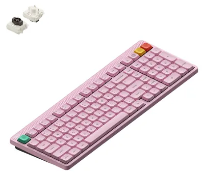Immagine prodotto di NuPhy Node 100 Tastiera meccanica wireless a profilo ribassato, ANSI US, Bluetooth, 2,4 GHz, USB-C, rosa chiaro, marrone nano