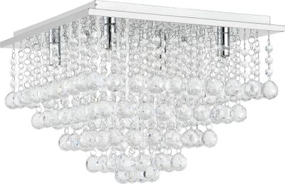 Kristall Deckenleuchte [38x38cm] Deckenlampe Lüster Zimmerlampe Chrom [lux.pro]