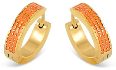 Produktbild von CO88 Collection 8CE-70501 Stalen Oorringen met Emaille - Oranje - 16x4mm - Staal - Goudkleurig