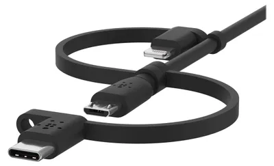Produktbild von Belkin BOOST CHARGE, 1 m, USB A, USB C/Micro-USB B/Lightning, Schwarz