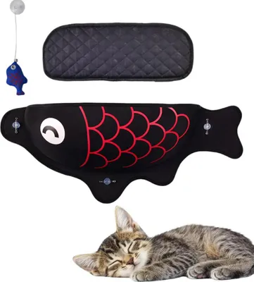 Immagine prodotto di Tana per gatti Amaca da finestra pesce nero 56x18x20 cm Ventosa