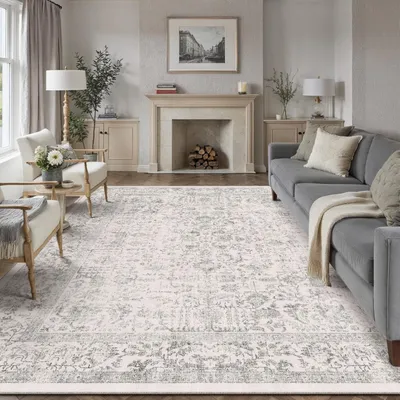 Obrázek produktu pro Vintage koberec, šedá barva, 200x300 cm, omyvatelný, obdélníkový, polyester