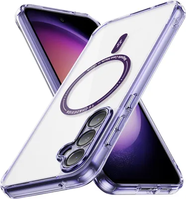 Obrázek produktu pro Magnetické průhledné pouzdro pro Samsung Galaxy S23 FE, kompatibilní s MagSafe, hybridní nárazuvzdorné ochranné pouzdro Fialová