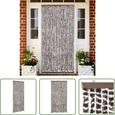 Produktbild von The Living Store Fliegenvorhang Braun und Weiß 100x230 cm Chenille