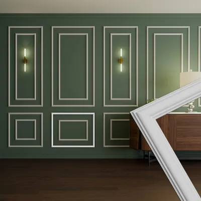 Produktbild von HEXIM Stuckleisten Wandrahmen Sets HDPS weiß - Auswahl an Größen für Wand, Decke, Bilder & Spiegel - Vielseitig einsetzbar in Wohn-, Büro- oder Ausstellungsräumen (RM01-E 60X75CM)