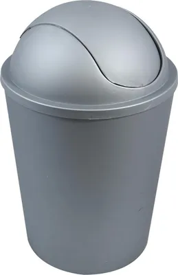 Image de MSV Seau à cosmétiques Poubelle à couvercle basculant 5,5 litres en plastique argenté