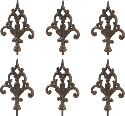 Produktbild von Dehner Gartenstab Ornament Speer, 6 Stück, je ca. 140 x 16 x 3.2 cm, Gusseisen, edelrostfarben