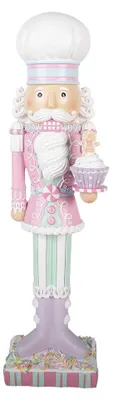 Produktbild von Clayre & Eef Weihnachtsdekorationsfigur Nussknacker 13x11x47 cm Rosa Kunststoff
