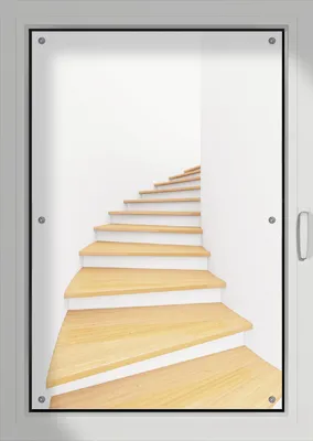 Produktbild von Wallario Lichtschutzbild, Dekorativer Sichtschutz Sonnenschutz 76 x 115 cm mit Motiv: Wendeltreppe aus hellem Holz - Verdunklung ohne Bohren