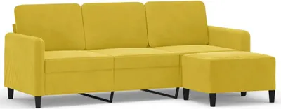 Produktbild von vidaXL 3-Sitzer-Sofa mit Hocker Gelb 180 cm Samt
