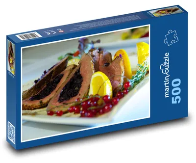 Zdjęcie produktu dla Puzzle 500 Pyszny stek z owocami - martinpuzzle